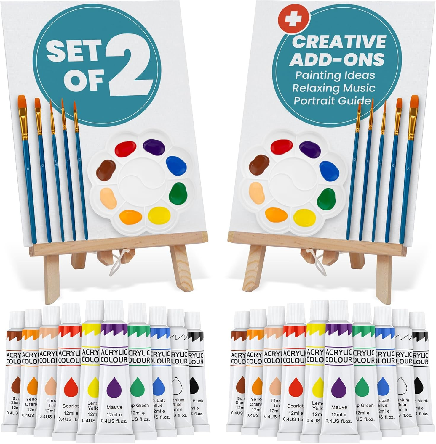 CraftyCrocodile Set of 2 Painting Kits for Adults and Couples - Sip and Paint Kit for Date Night ... | Amazon (US)