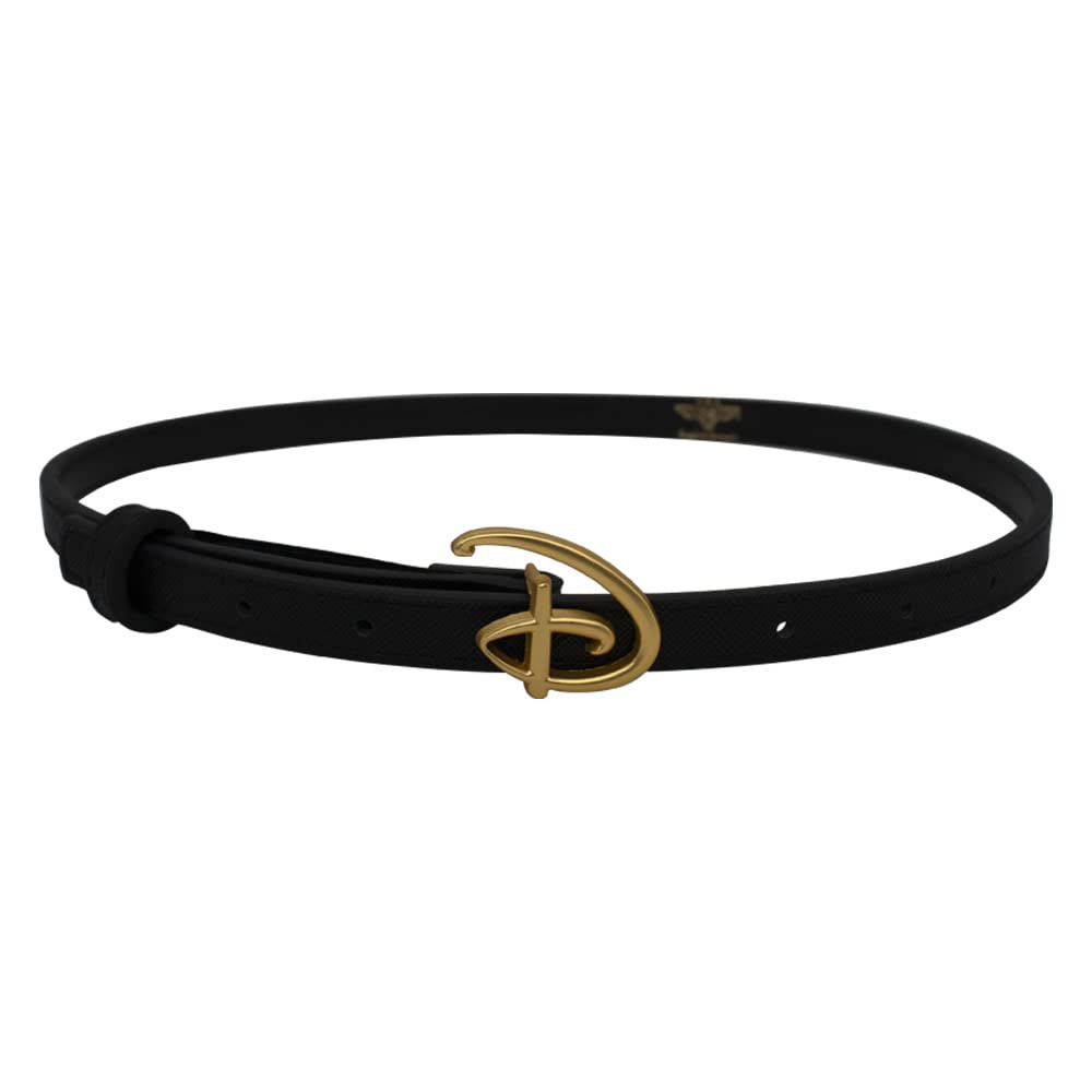 Buckle-Down Men's Disney, Signature D Logo Gold Cast Black, Vegan Leather Belt | Amazon (US)