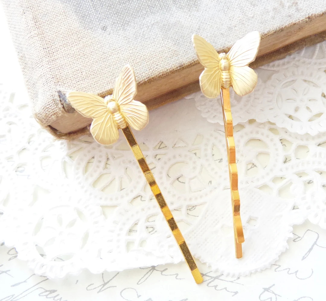 Gold Butterfly Hair Pins Butterfly Bobby Pins Butterfly Hair Pin Set Uplifted Wings Butterfly Bob... | Etsy (CAD)