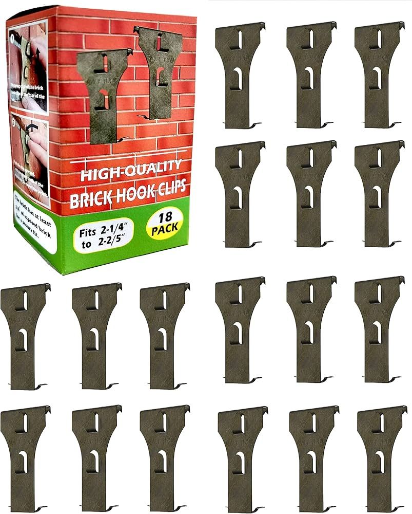 NACETURE Brick Hook Clips (18 Pack) Outdoor Brick Hangers Wall Clips for Hanging - Mounting to Br... | Amazon (US)
