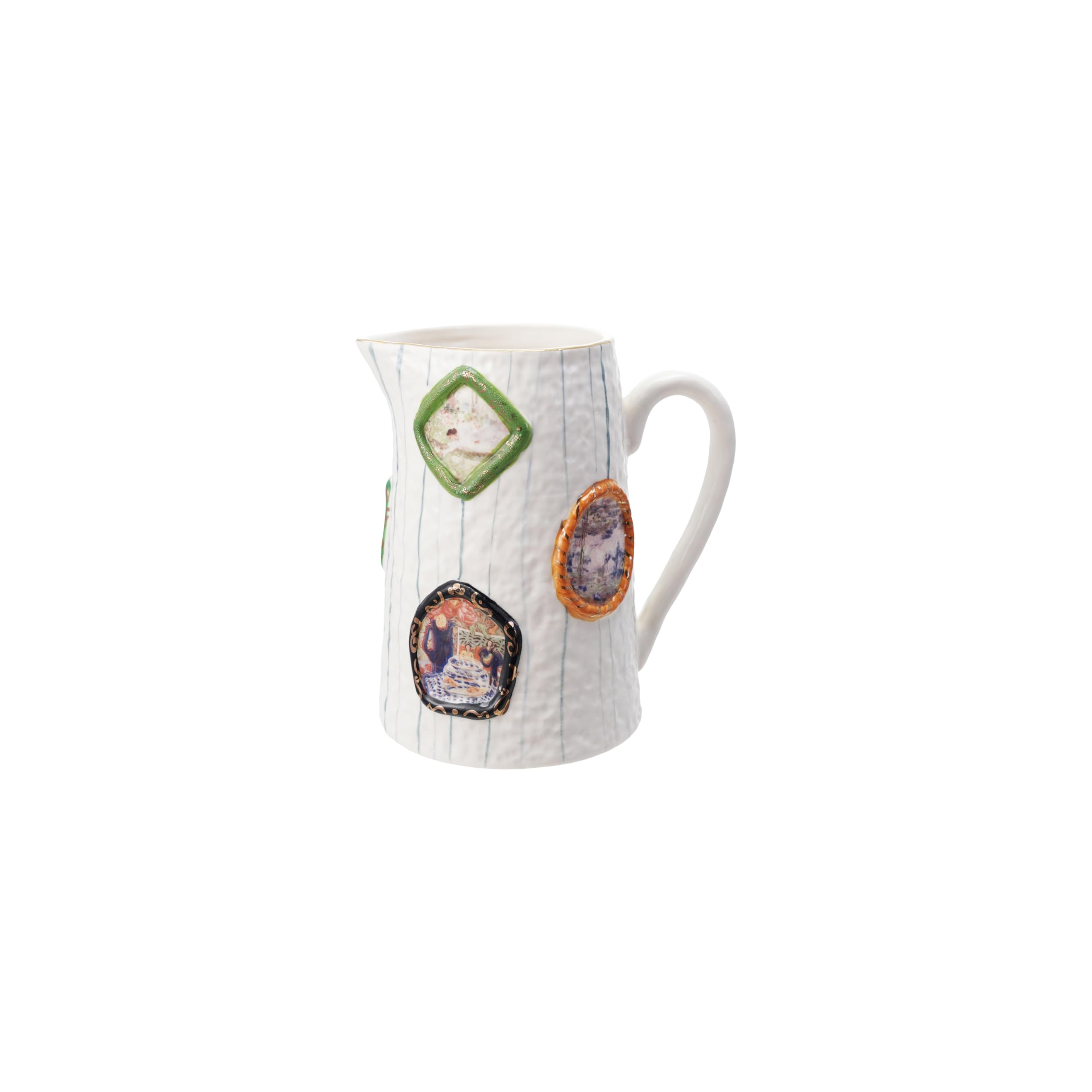 Creative Co-Op 60-oz Stoneware Pitcher with Picture Frames, Multicolor | Amazon (US)