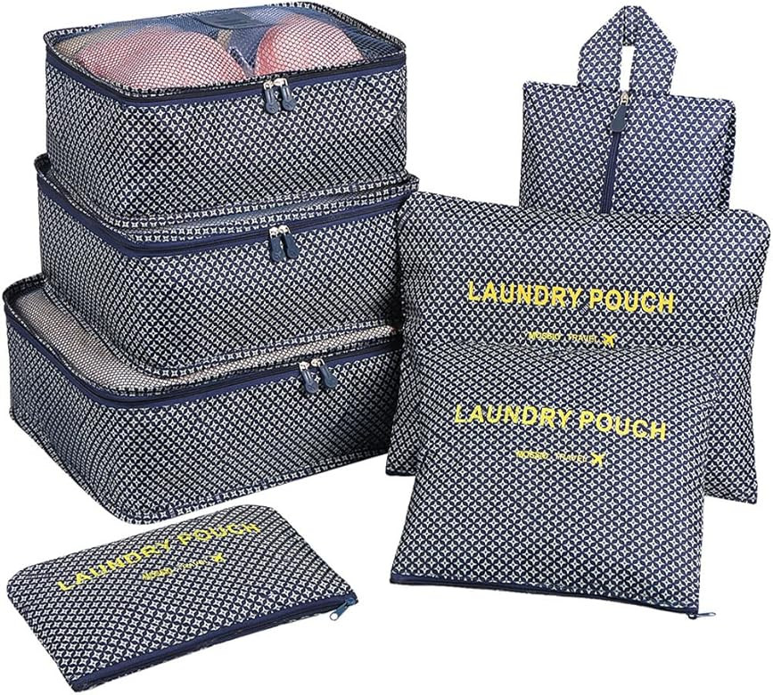 Mossio 7 Set Packing Cubes with Shoe Bag - Travel Carry On Luggage Organizer | Amazon (US)