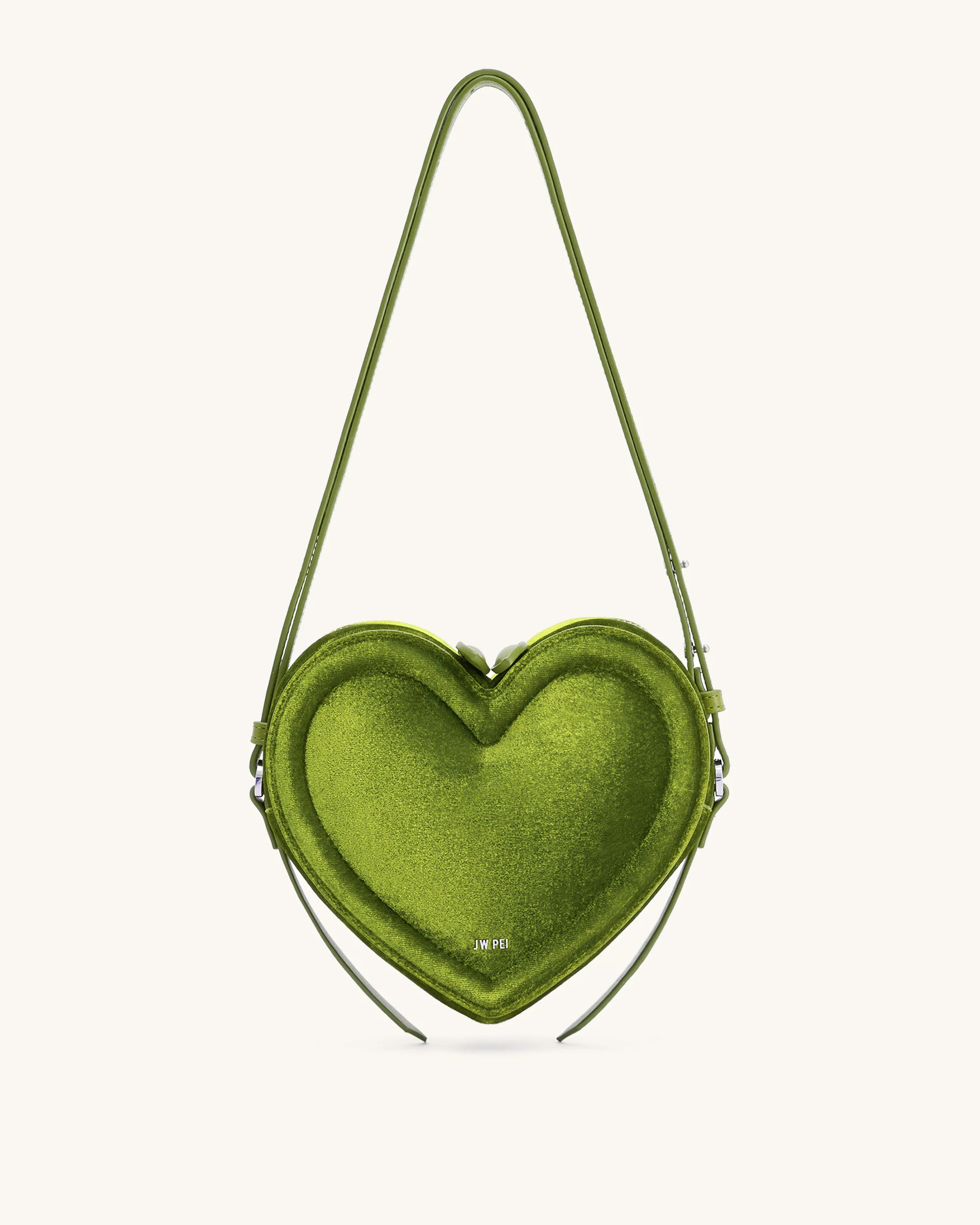 Arlene Velvet Heart Shaped Bag - Green | JW PEI US