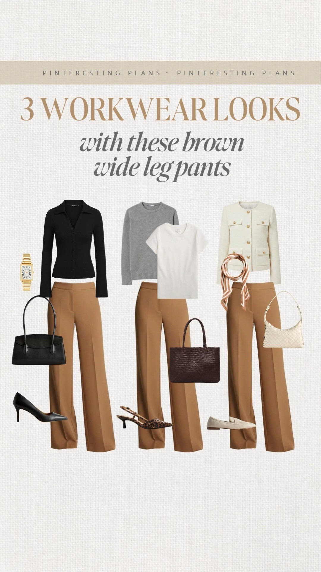 3 workwear looks with these brown wide leg pants 🙌🏻🙌🏻

#LTKootd #LTKdayinmylife #LTKSeasonal