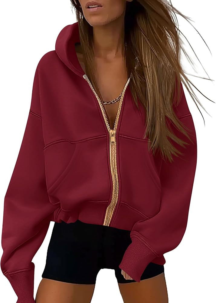 PRETTYGARDEN Women's Zip Up Hoodie Sweatshirt Y2K Fall Fashion Clothes Long Sleeve Loose Fit Pock... | Amazon (US)