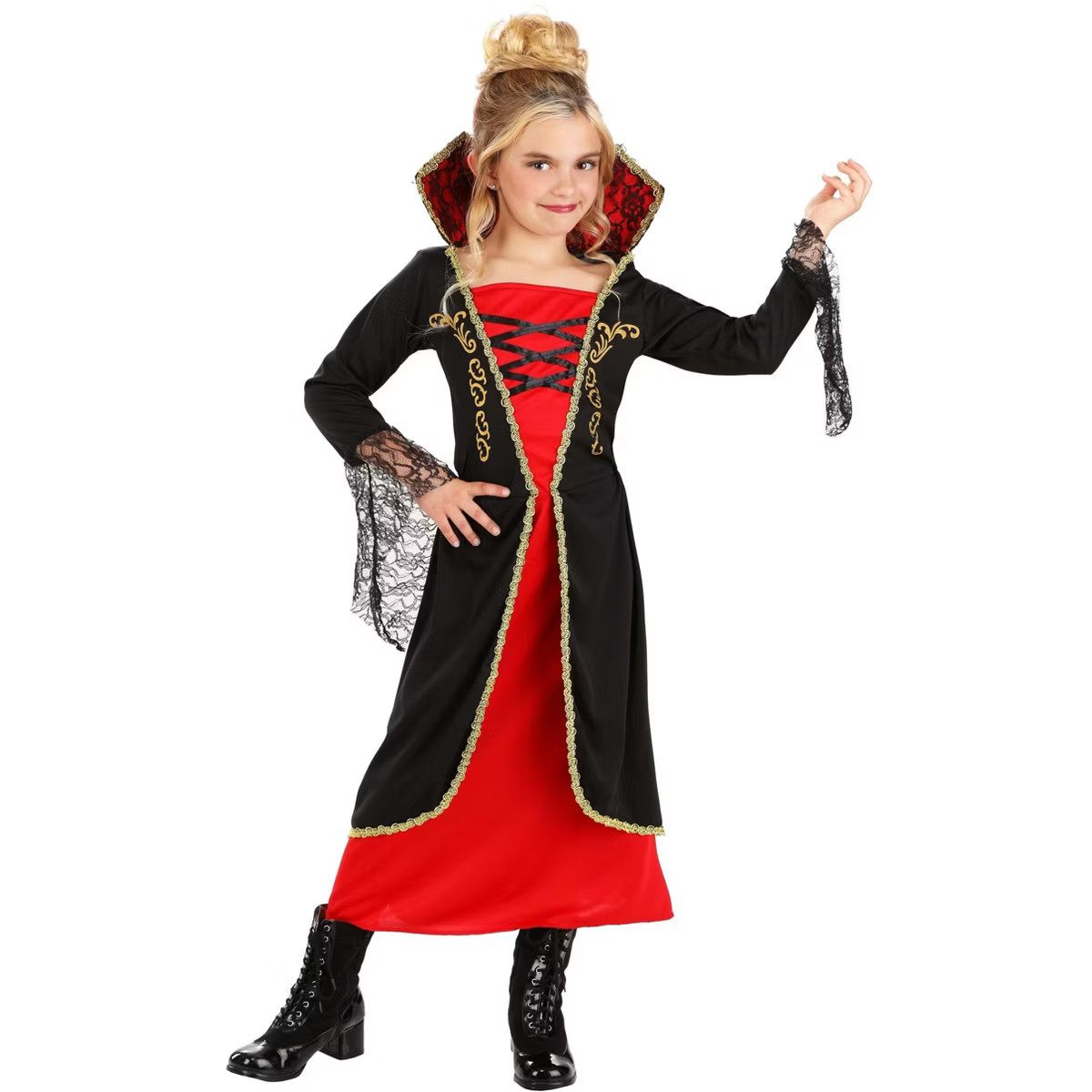 HalloweenCostumes.com S/M Girl Classic Vampire Costume for Girls, Gothic Red and Black Dress, Imm... | Target