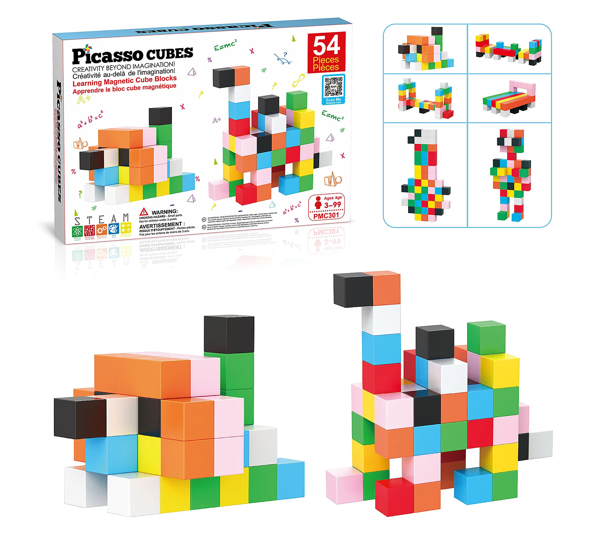 PicassoTiles 54 Pieces Magnet Cube Building Blo cks Set | QVC