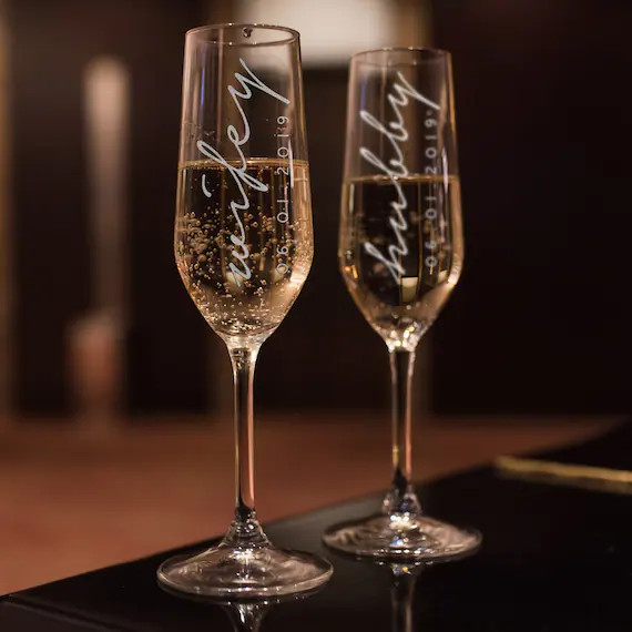 Set of 2 Wifey Hubby Wedding Champagne Flutes Personalized | Etsy | Etsy (US)