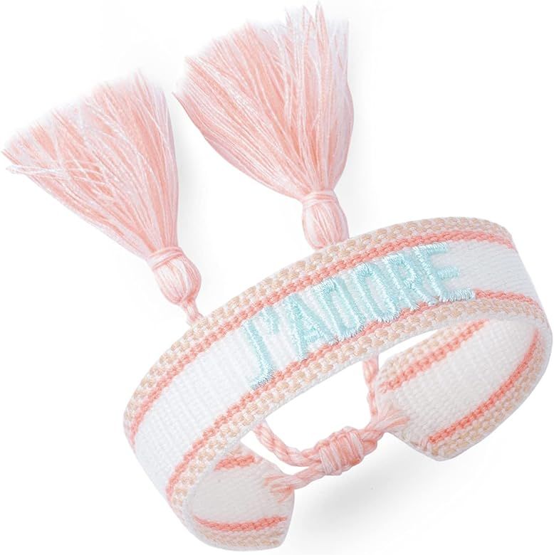 Knitted Word Adjustable Bracelets for Women Girls Woven Friendship Wrap Bracelets | Amazon (US)