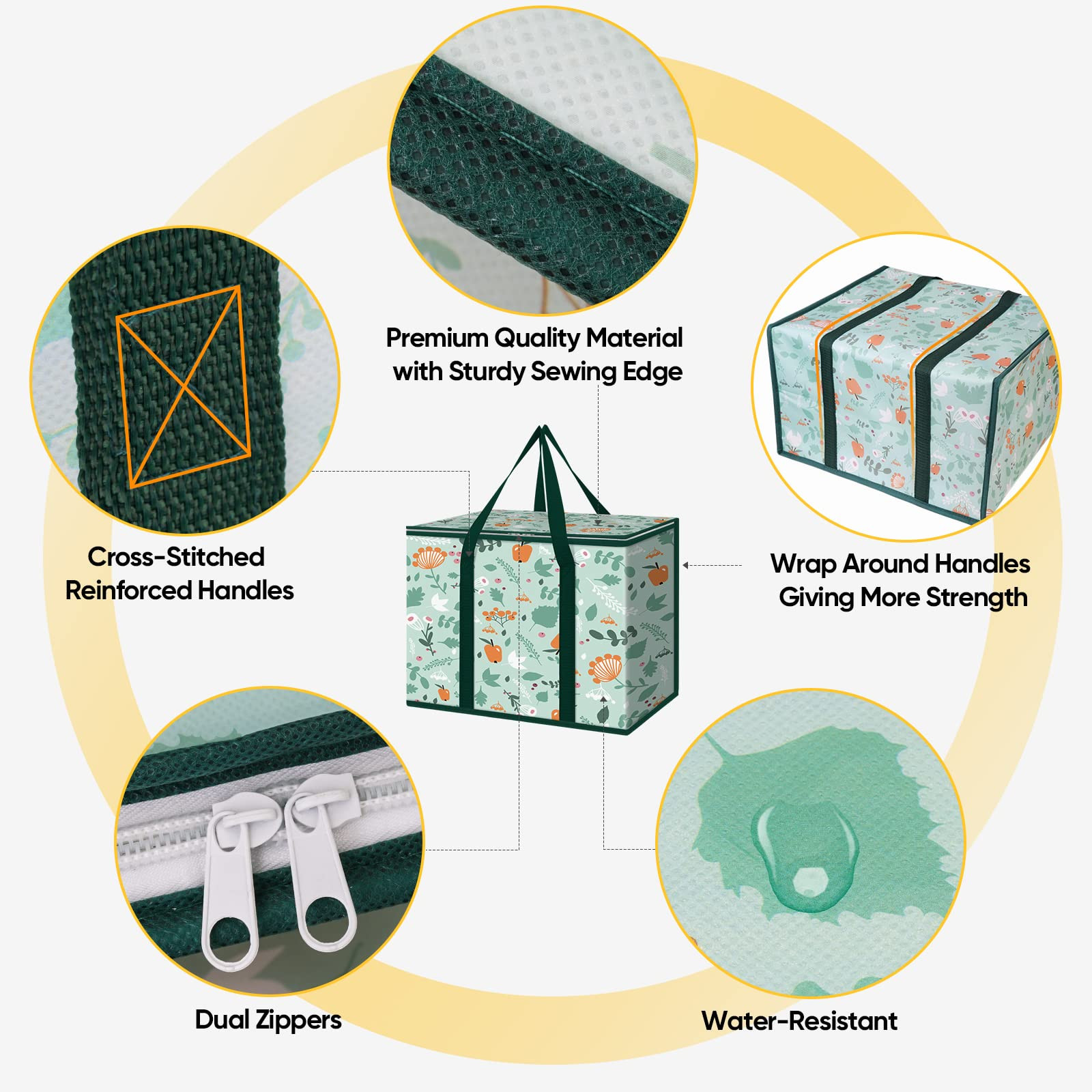 BALEINE 2Pk Insulated Reusable Grocery Bags, Collapsible Cooler Bag for Groceries, Heavy Duty Lar... | Amazon (US)