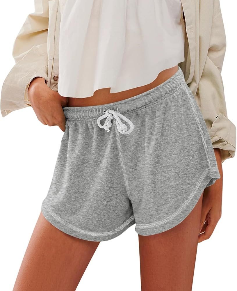 Yousify Women’s Casual Shorts Comfy Drawstring Elastic Waist Summer Beach Workout Lounge Shorts... | Amazon (US)