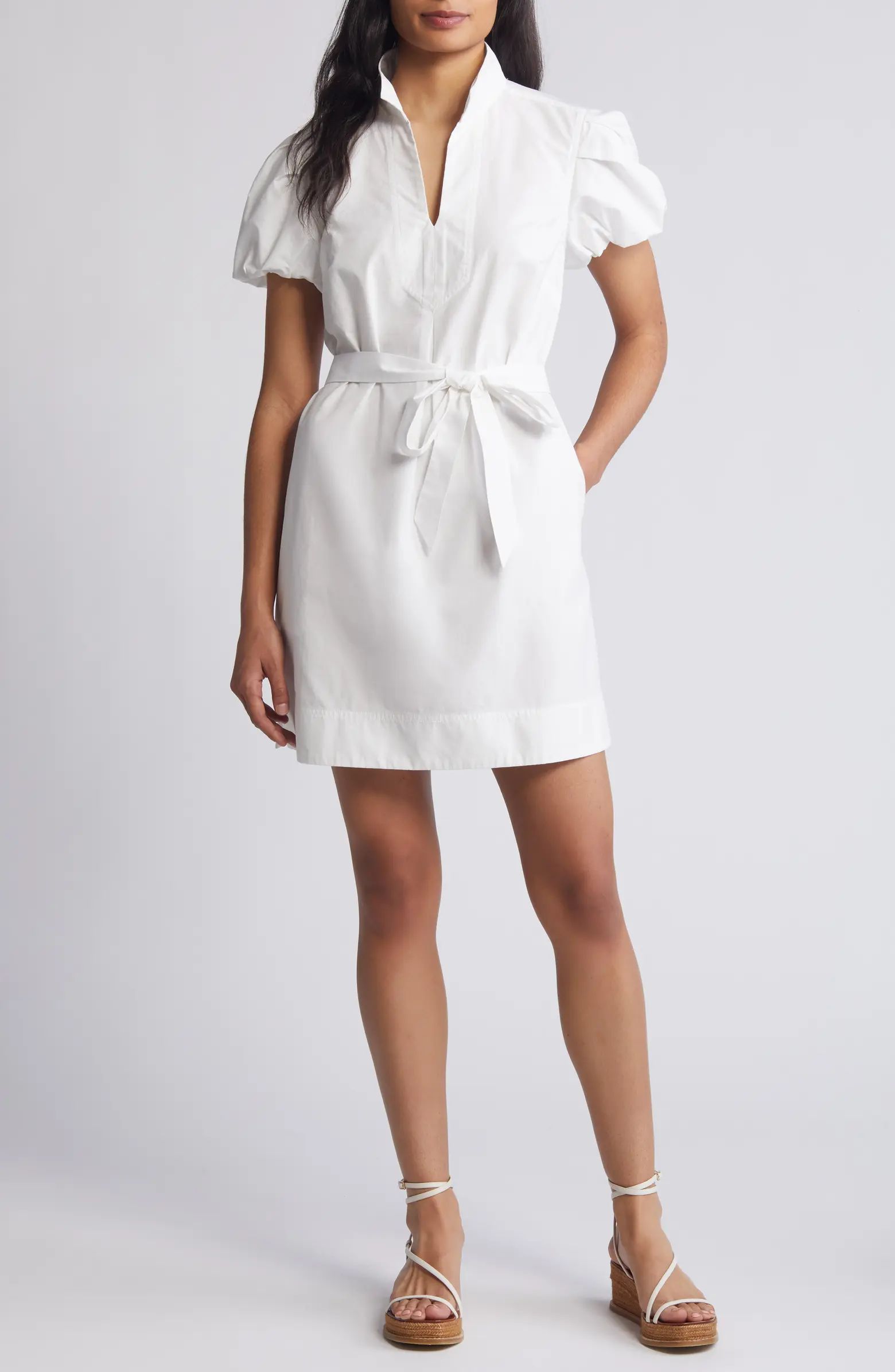 Oceana Puff Sleeve Cotton Poplin Dress | Nordstrom