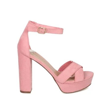 Breckelles Bella-43 Pink Suede Peep Toe Ankle Strap Platform Sandal (5.5) | Walmart (US)