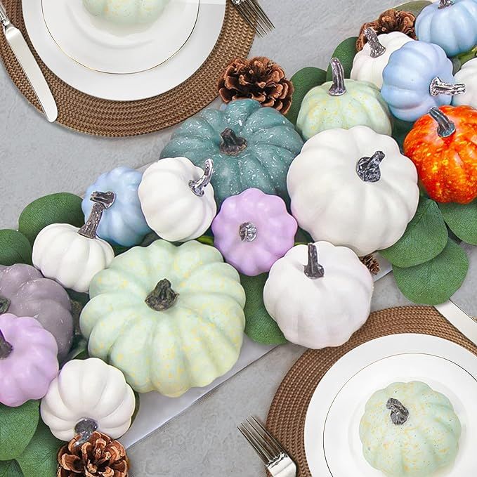 Fall Decor - Fall Decorations for Home - Set of 27 Assorted Rustic Harvest Artificial Pumpkins Pi... | Amazon (US)