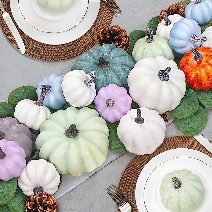 Fall Decor - Fall Decorations for Home - Set of 27 Assorted Rustic Harvest Artificial Pumpkins Pi... | Amazon (US)