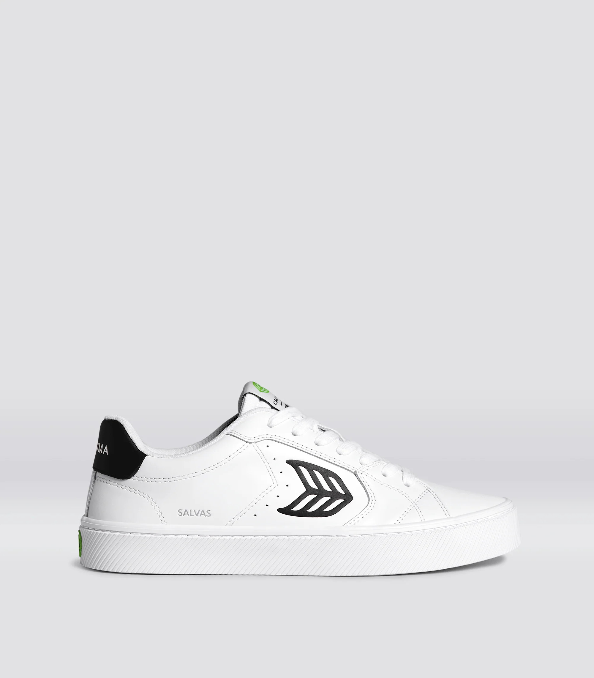 Women's Low Top White And Black Leather Sneakers | SALVAS | Cariuma