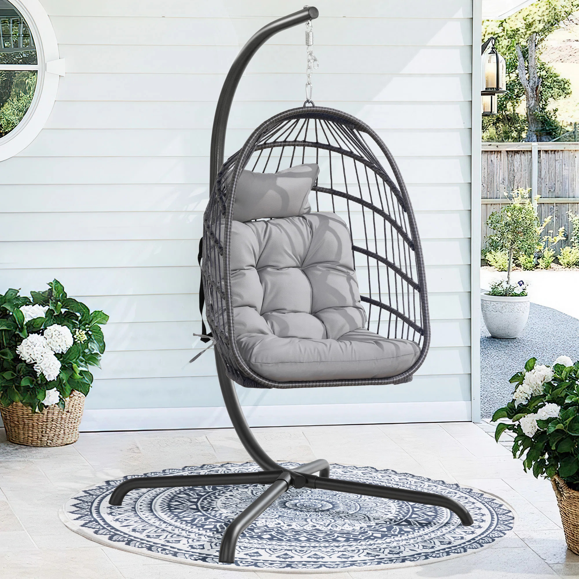 Chingford Outdoor/Indoor Swing Egg Chair with Stand | Wayfair North America