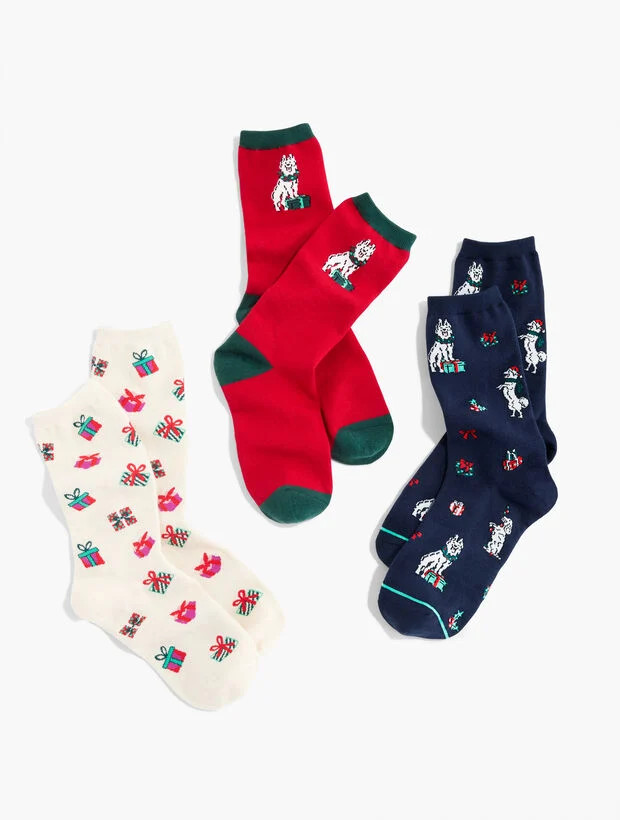 Christmas Dog Socks 3-Pack Gift Set | Talbots