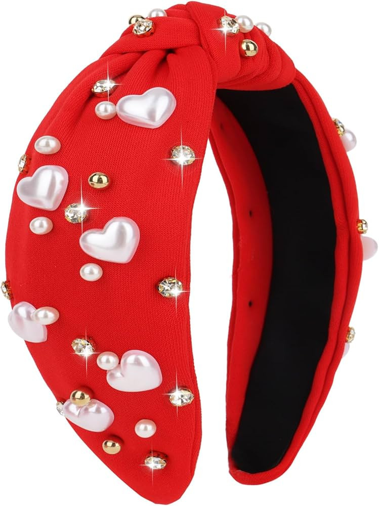 Amazon.com : BAHABY Valentine's Day Headbands for Women Love Heart Headband Rhinestone Knotted He... | Amazon (US)