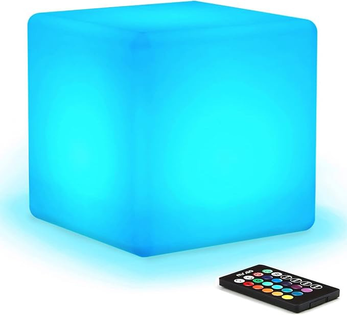 Mr.Go Rechargeable LED Color-Changing Light Cube 8", Dimmable Soothing Mood Lamp with Remote, 16 ... | Amazon (US)