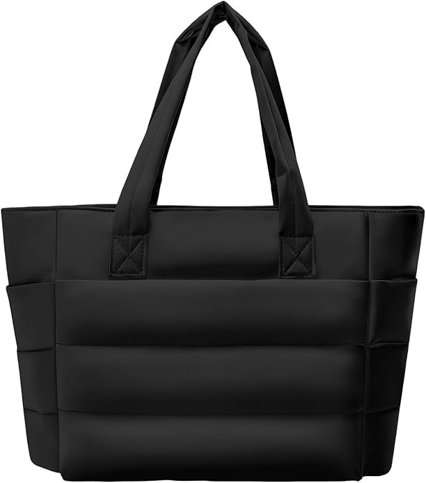 Tote Bag for Women, Puffy Tote Bag with Zipper, Large Quilted Shoulder Bag Handbag with Compartme... | Amazon (US)