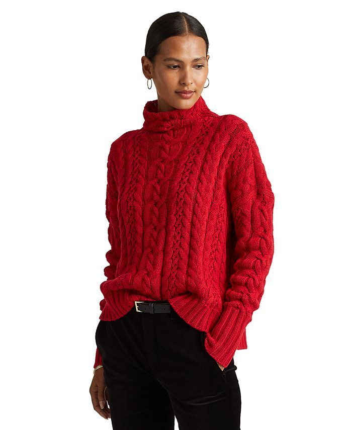 Lauren Ralph Lauren Cable-Knit Turtleneck Sweater & Reviews - Sweaters - Women - Macy's | Macys (US)