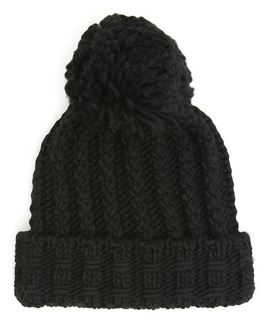 Mandel Women's Beanies BLACK - Black Pom-Pom Beanie | Zulily