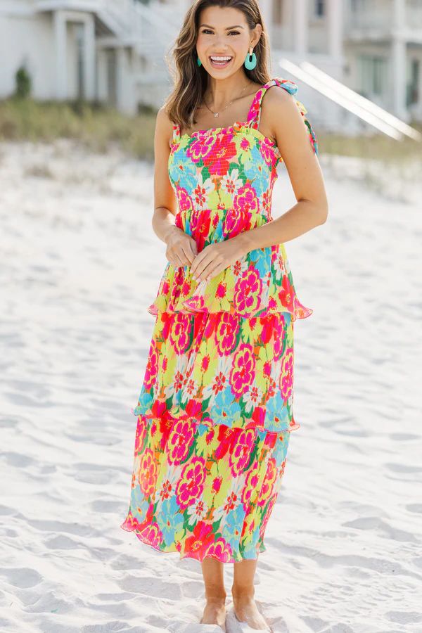 Live Boldy Yellow Floral Midi Dress | The Mint Julep Boutique