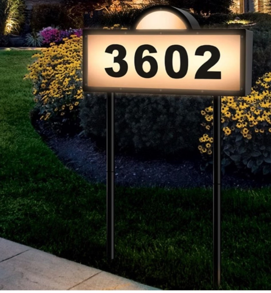Solar Address Sign with Warm/Cold White, Solar Address Signs for Yard
IP65 Waterproof Solar House Numbers for Outside, LED Solar Numbers Wall Mounted & In Ground

#LTKdayinmylife #LTKHome #LTKSaleAlert