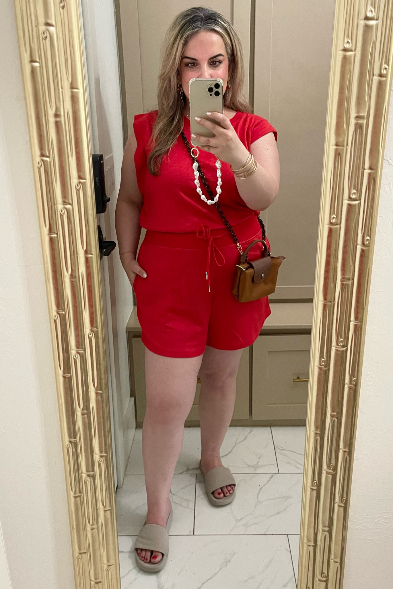 Easy summer outfit - love this romper! Feels like air essentials material. Has pockets & petite friendly. TTS. This mini longchamp crossbody purse is my favorite purchase of the year!

#LTKOver40 #LTKMidsize #LTKSaleAlert