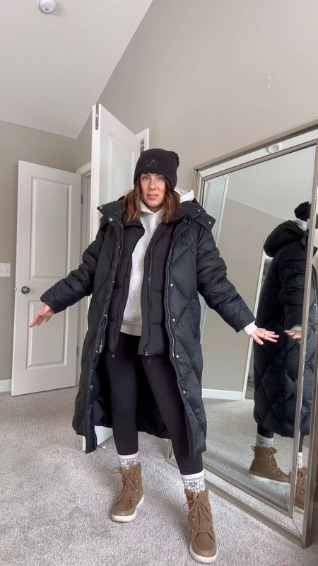 Casual winter outfit with puffer vest and coat - use code DENIMAF on my sweatshirt + similar jacket linked! Sorel snow boots 40% off! 

S tops + coat, 6 lulu legging, size up .5 in boots 

#snowboots #casualoutfit #puffervest

#LTKsalealert #LTKSeasonal #LTKshoecrush