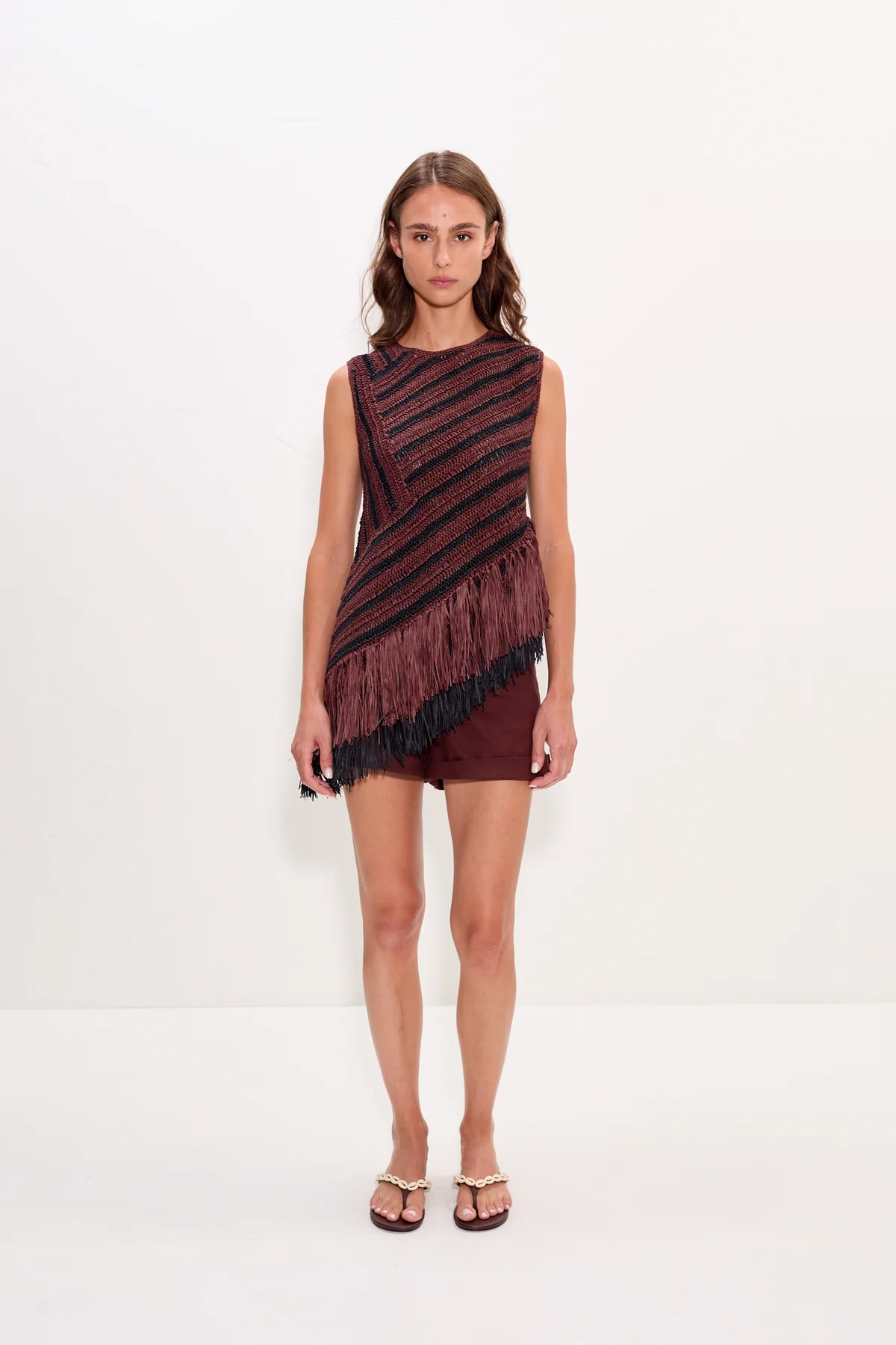 Beja Crochet Top in Choco Brown/Black Combo | Simon Miller
