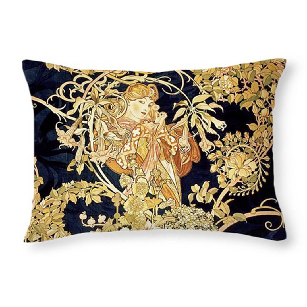 Art Nouveau Lady By Mucha Deluxe Custom Lumbar Pillow | Etsy (US)