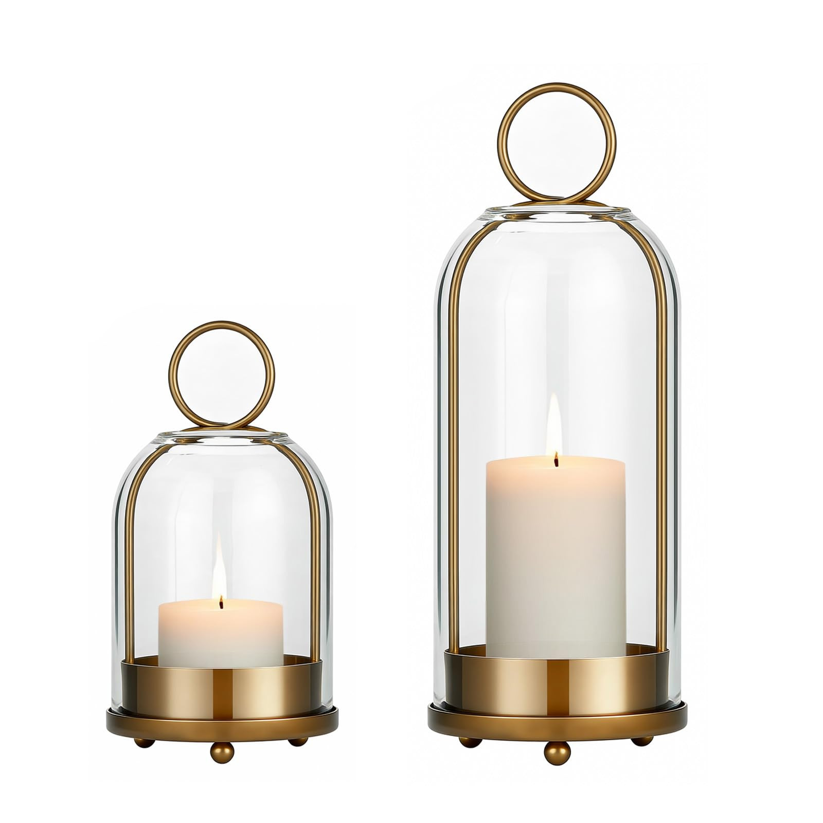 Amazon.com: Havmorph 5"&4" Hurricane Glass Candle Holders, Hanging Brass Metal Candle Holder for Pillar Candles Table Coffee Table Decor Interior Decoration : Home & Kitchen | Amazon (US)