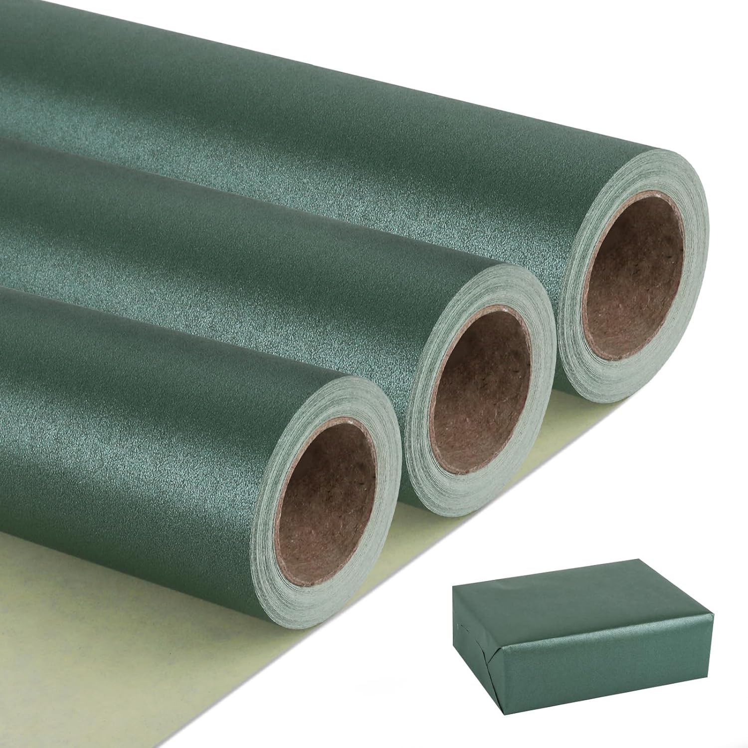 NESCCI Dark Green Matte Wrapping Paper,Solid Color Pearly-Lustre Paper-3 Roll,17 Inches X 32.8 Fe... | Amazon (US)