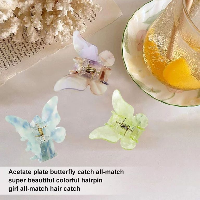 3 Pieces Butterfly Hair Clips Hair Claw Clip, No-Slip Claw Jaw Fashion Butterfly Barrettes for Wo... | Walmart (US)