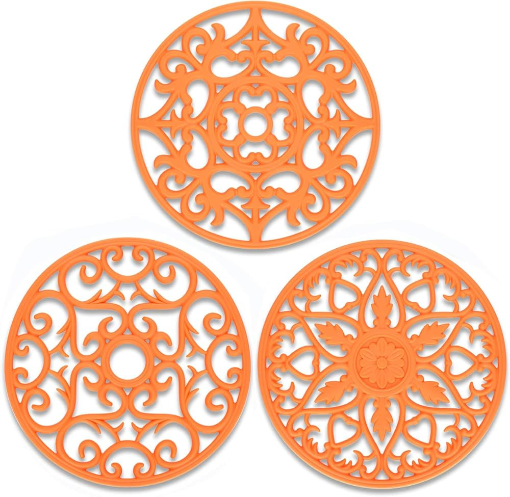 Silicone Trivet ME.FAN 3 Set Silicone Trivet Mat - Multi-Use Intricately Carved Insulated Flexibl... | Amazon (US)