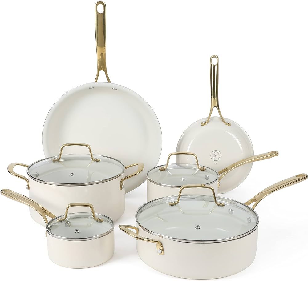 Martha Stewart Lockton Premium Nonstick PFA Free Ceramic Interior 10 Piece Heavy Gauge Enamel Alu... | Amazon (US)