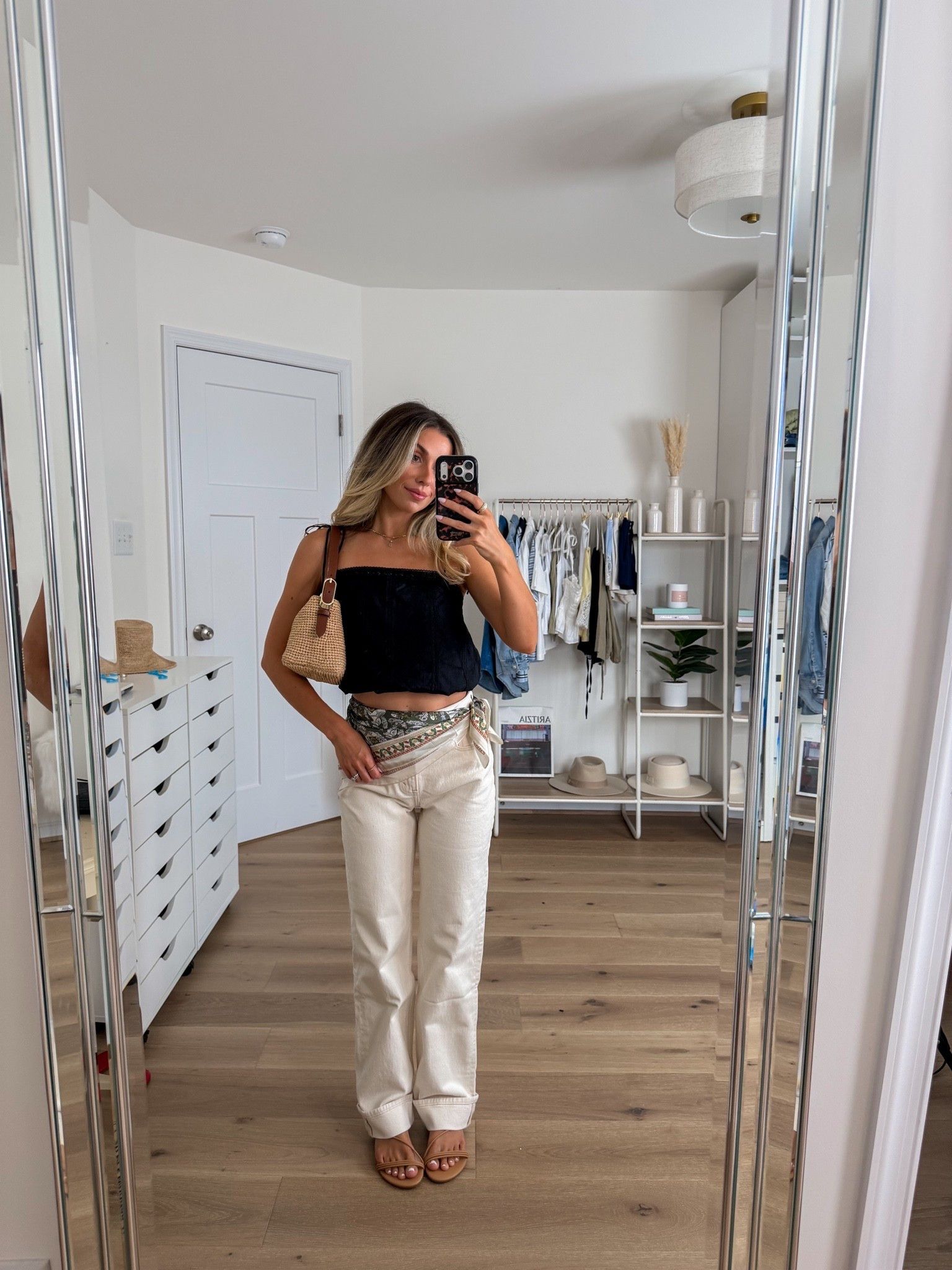cute & casual summer outfit 
+ top: xxs 
+ satin scarf — one size 
+ 90s relaxed jeans: 24 short 
+ sandals: true to size

#LTKgrwm #LTKootd #LTKPetite