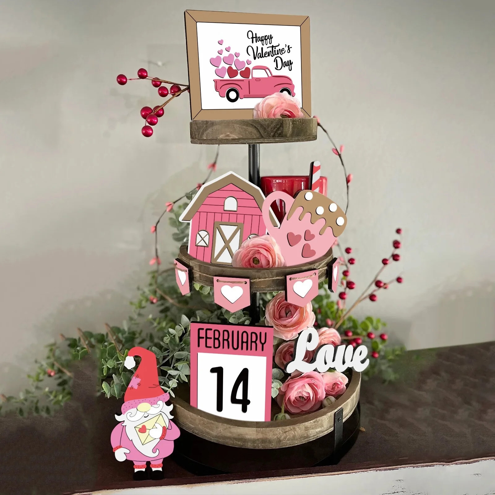 Tangnede Valentine's Day Tray Ornament Spring Farmhouse Decor Ornament | Walmart (US)
