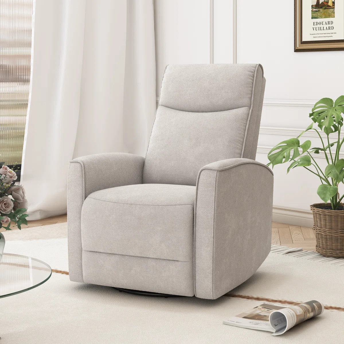 Dickie 29.1'' Wide Modern and Soft Touch Fabric Swivel and Glider Power Recliner Chair with USB P... | Wayfair North America