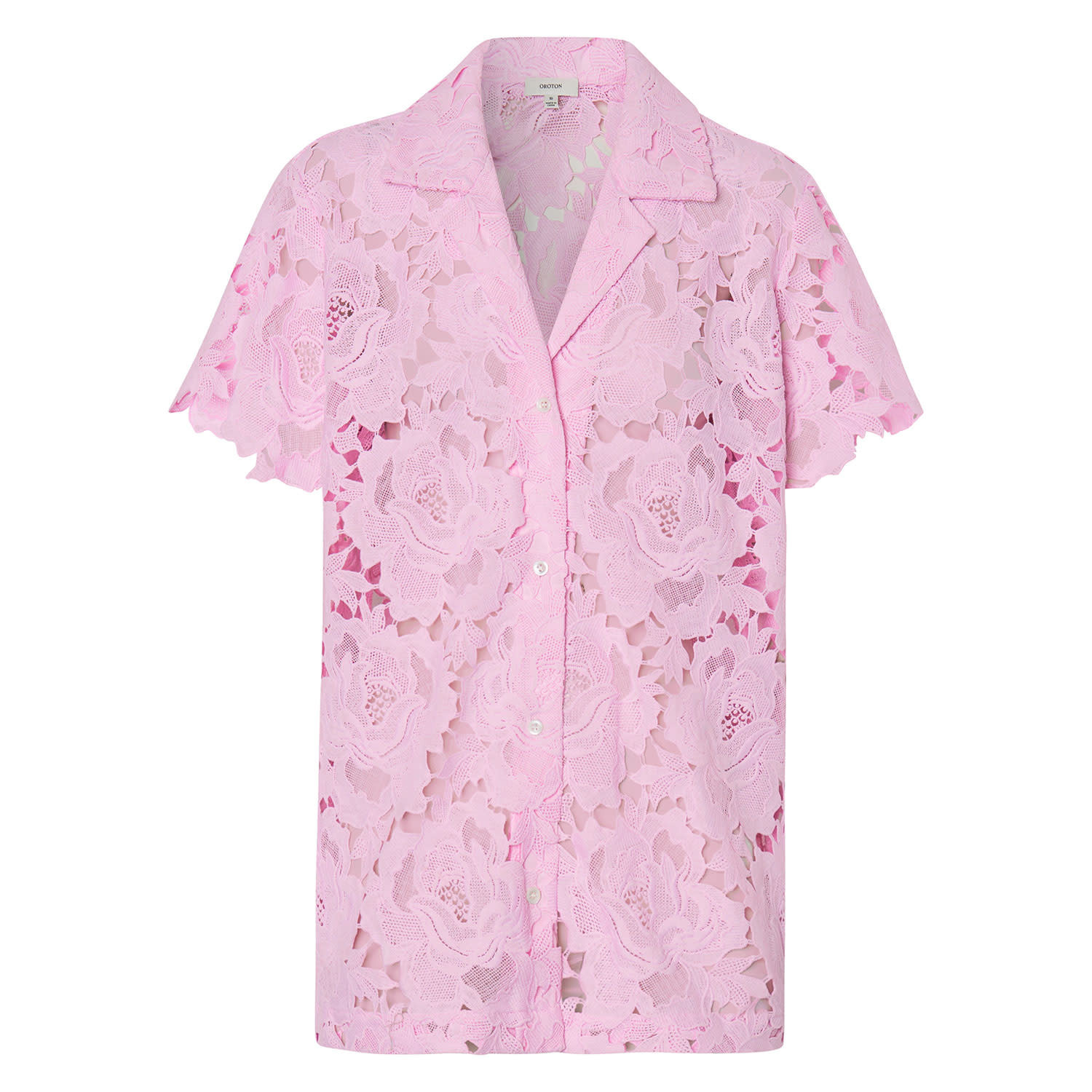 Lace Camp Shirt - Foxglove | Oroton | Oroton