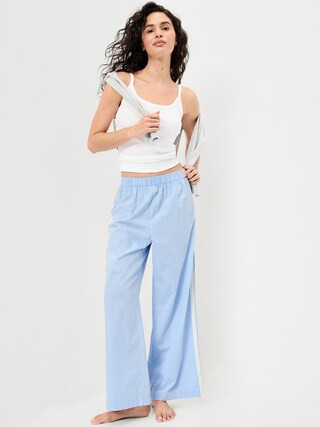 Poplin Wide-Leg Pajama Pants | Old Navy (US)