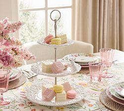 Floral Bunny Stoneware Tiered Stand | Pottery Barn (US)