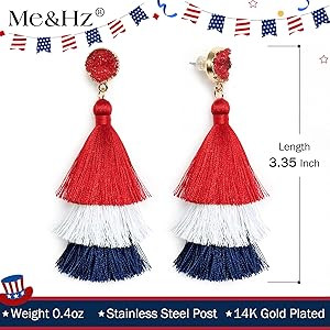 Me&Hz Colorful Layered Tassel Earrings Bohemian Statement Tiered Tassel Big Dangle Drop Earrings ... | Amazon (US)
