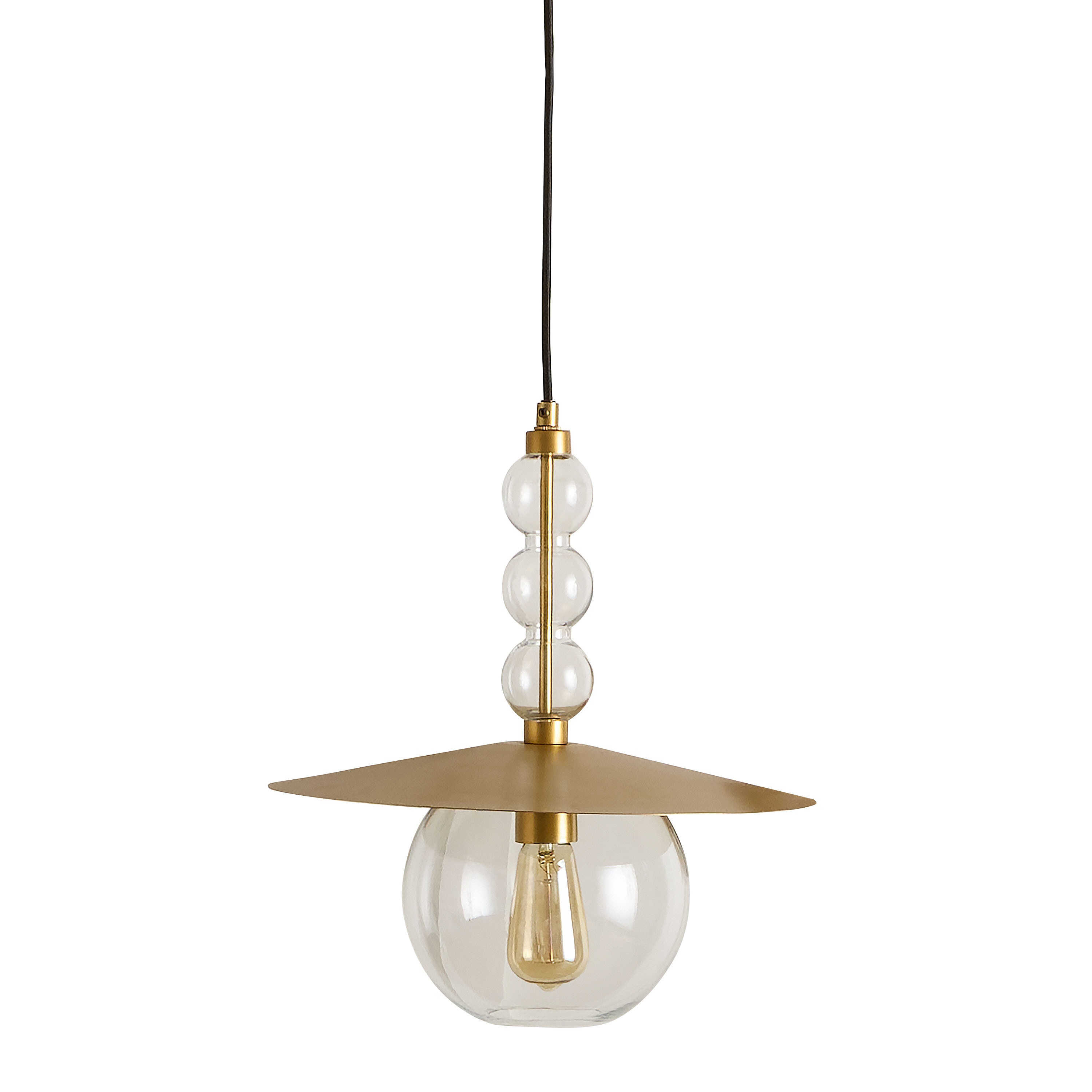 Clear Blown Glass Bauble and Gold Metal Pendant Lamp | World Market