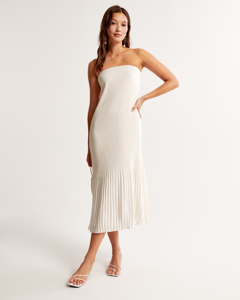 The A&F Giselle Pleat Release Midi Dress | Abercrombie & Fitch (US)