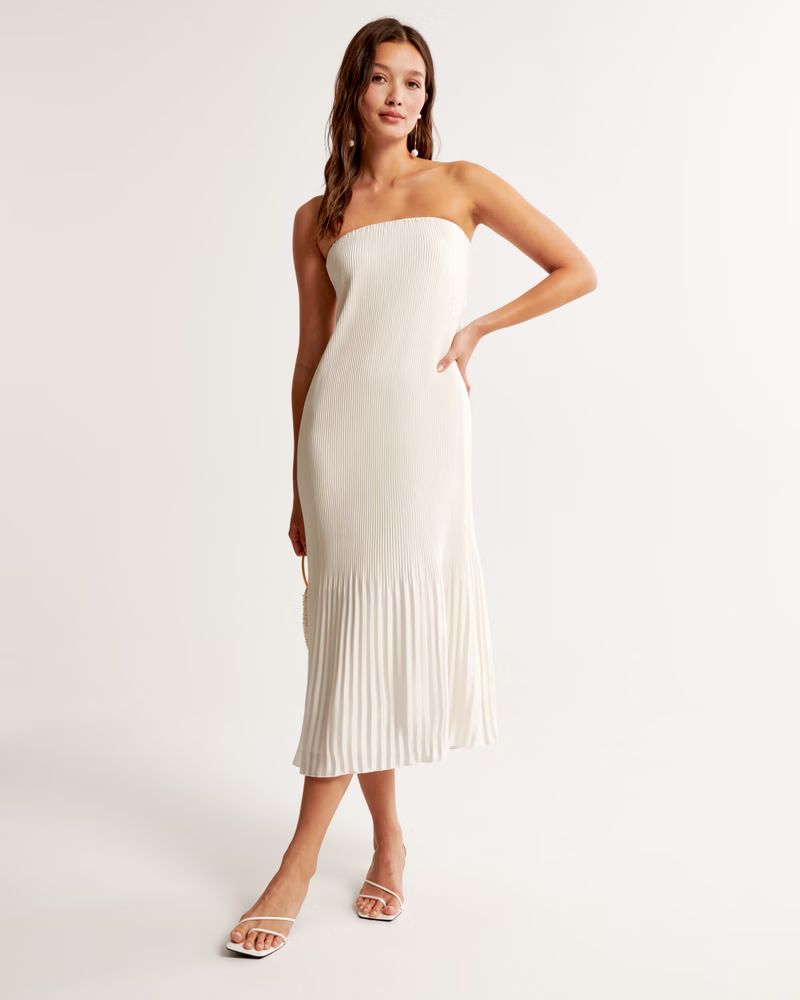 Women's The A&F Giselle Pleat Release Midi Dress | Women's Clearance | Abercrombie.com | Abercrombie & Fitch (US)