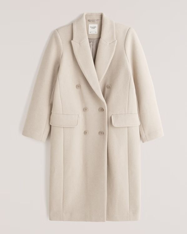 Women's Double-Breasted Wool-Blend Coat | Women's Coats & Jackets | Abercrombie.com | Abercrombie & Fitch (US)