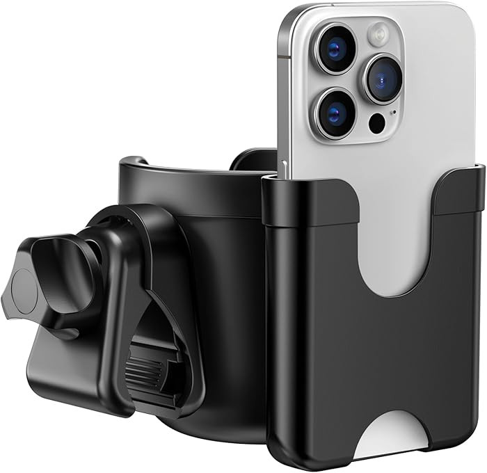 Guiseapue Cup Holder for Walker: Stroller Cup Holder Attachment with Phone Holder, Wheelchair/Str... | Amazon (US)